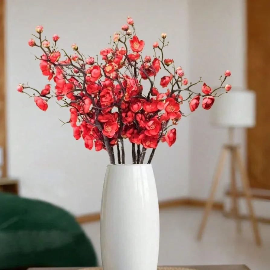 SATYAM KRAFT 3 Sticks Artificial Blossom Flower Bouquet Sticks for Home Decor, Bedroom, Living Room, Table, Balcony, Office, Wedding, Pooja, Anniversary Decorations –